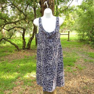 Ann Taylor Ruffled Neckline Lightweight Cotton Sundress Floral size 10 zipper